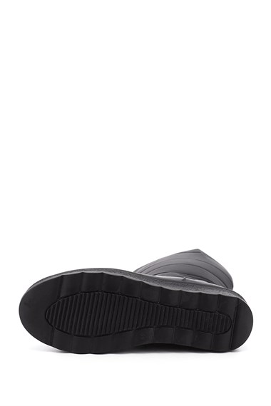 Womens Black Zippered Thermo Sole Comfort Snow Boots