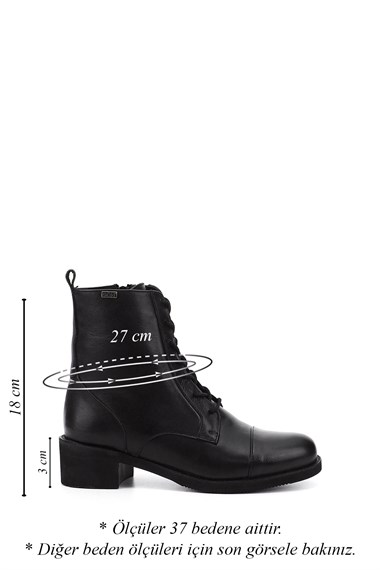 Womens Black Zippered Rubber Sole Genuine Leather Combat Boots