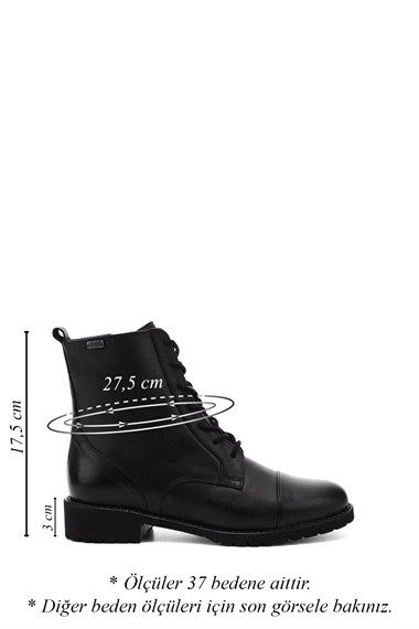 Womens Black Zippered Rubber Sole Genuine Leather Combat Boots
