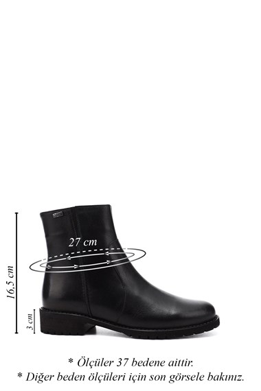 Womens Black Zippered Rubber Sole Genuine Leather Boots