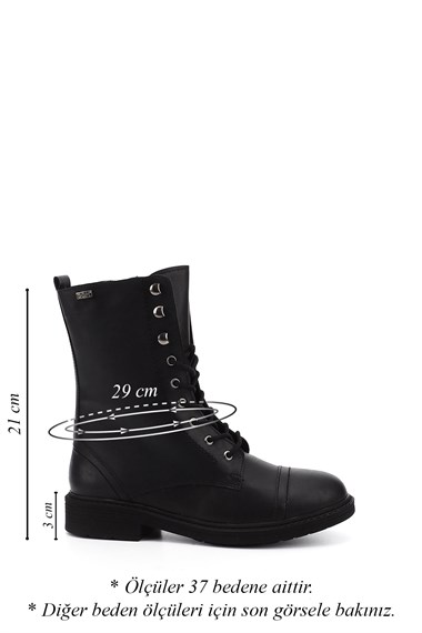 Womens Black Zippered Rubber Sole Combat Boots