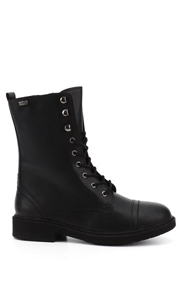 Kadın Siyah Fermuarlı Kauçuk Taban Postal Bot