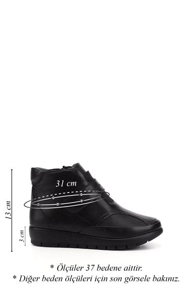 Womens Black Zippered Genuine Leather Boots with Bone Protrusion