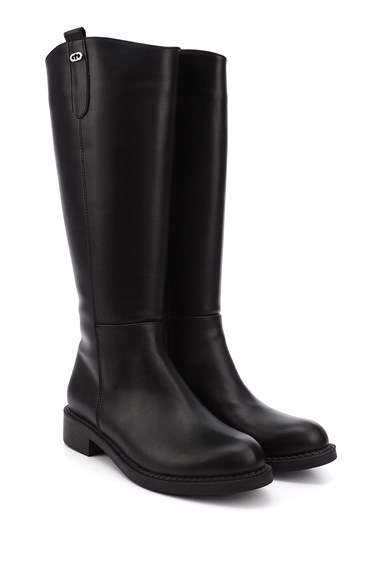 Womens Black Zippered Thermo Sole Boots