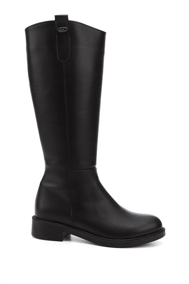 Womens Black Zippered Thermo Sole Boots