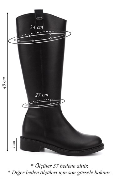 Womens Black Zippered Thermo Sole Boots