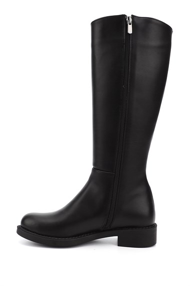 Womens Black Zippered Thermo Sole Boots