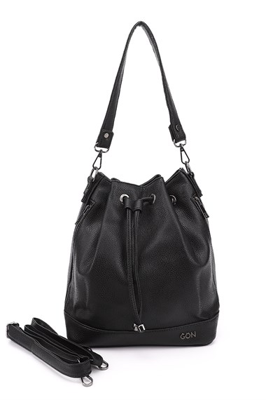 Womens Black Floater Drawstring Shoulder and Backpack Bag