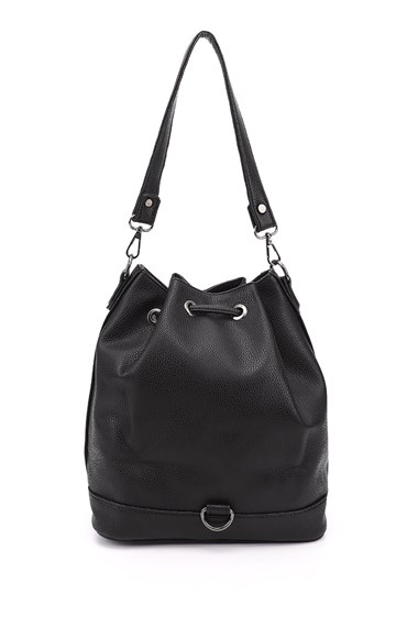 Womens Black Floater Drawstring Shoulder and Backpack Bag