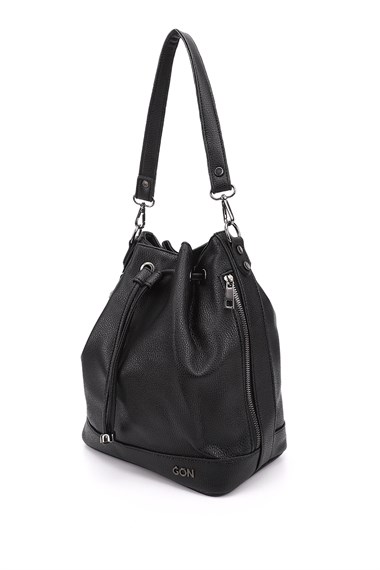 Womens Black Floater Drawstring Shoulder and Backpack Bag