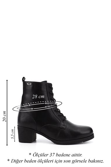 Womens Black Floater Zipper Thick Heel Genuine Leather Combat Boots
