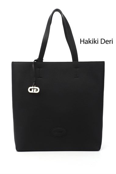 Kadın Siyah Floter Hakiki Deri El ve Omuz Çantası