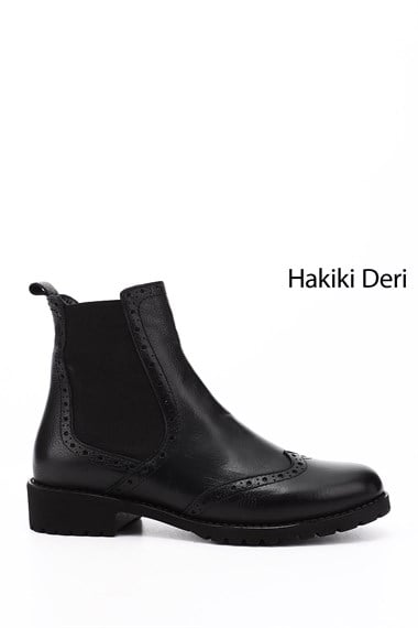 Womens Black Floater Rubber Sole Genuine Leather Chelsea Boots