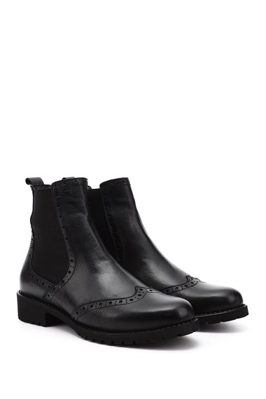 Womens Black Floater Rubber Sole Genuine Leather Chelsea Boots