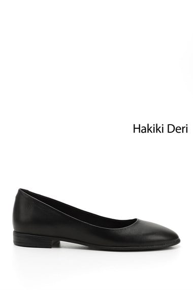 Kadın Siyah Hakiki Deri Babet