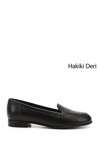 Kadın Siyah Hakiki Deri Babet
