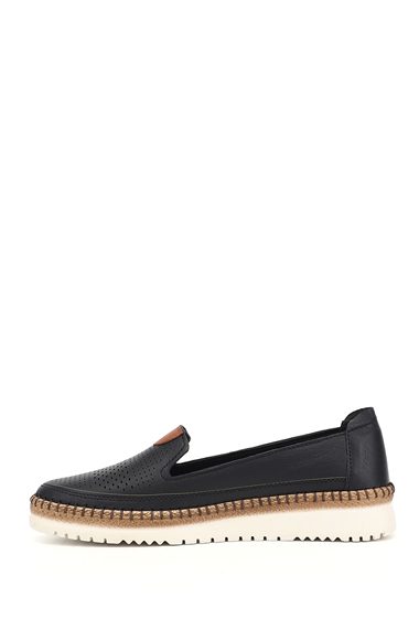 Womens Black Genuine Leather Comfort Shoes