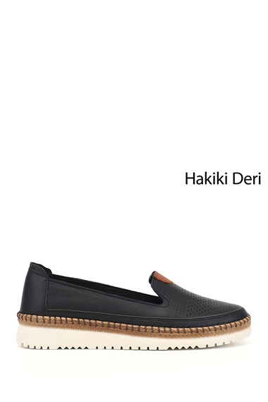Womens Black Genuine Leather Comfort Shoes