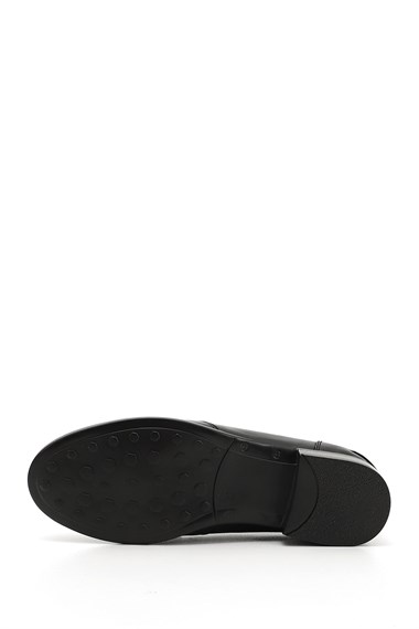 Womens Black Genuine Leather Loafer Shoes