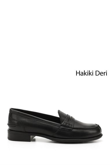 Kadın Siyah Hakiki Deri Loafer Ayakkabı