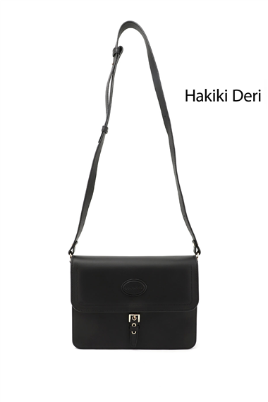 Kadın Siyah Hakiki Deri Omuz Çantası