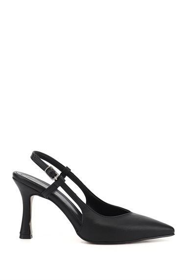 Womens Black Stiletto Heel Slingback Shoes