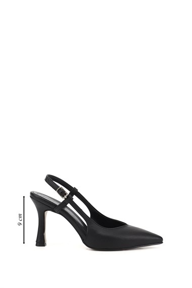 Womens Black Stiletto Heel Slingback Shoes