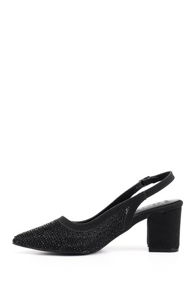 Kadın Siyah Kalın Topuklu Arkası Açık Ayakkabı