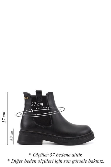 Womens Black Thick Heeled Chelsea Boots