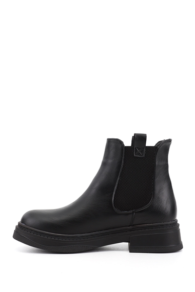 Womens Black Thick Heeled Chelsea Boots