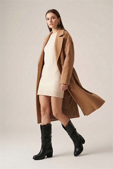 Kadın Siyah Kalın Topuklu Körüklü Hakiki Deri Çizme