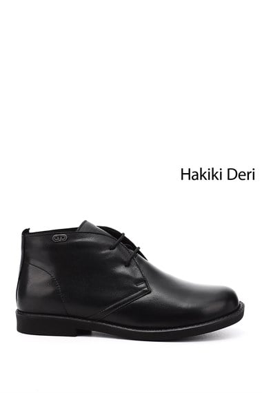 Kadın Siyah Kauçuk Taban Hakiki Deri Bot