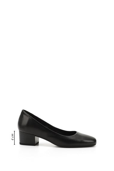 Womens Black Low Heel Genuine Leather Shoes