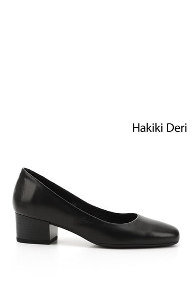 Womens Black Low Heel Genuine Leather Shoes