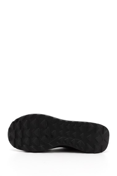 Kadın Siyah Lastik Bağcıklı Comfort Dolgu Taban Hakiki Deri Sneaker