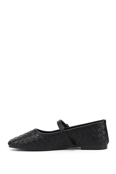 Womens Black Mary Jane Ballet Flats