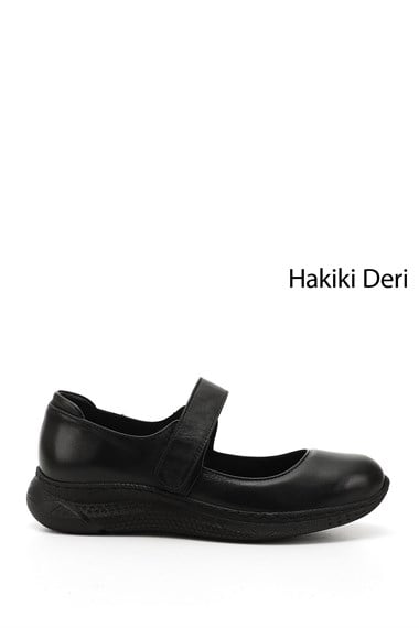 Kadın Siyah Mary Jane Dolgu Taban Hakiki Deri Ayakkabı
