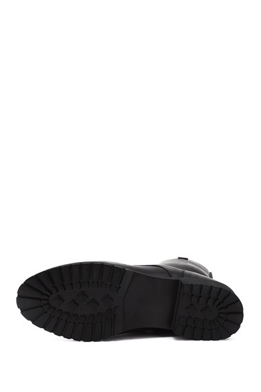 Womens Black Nubuck Zippered Rubber Sole Combat Boots