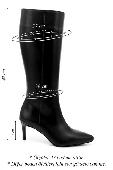 Womens Black Platinum Zip-Up High-Heel Genuine Leather Boots