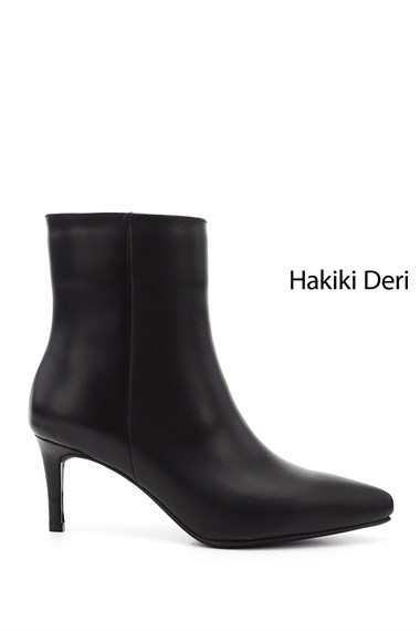 Womens Black Zip-Up Thin Heel Boots