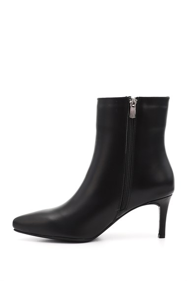 Womens Black Zip-Up Thin Heel Boots
