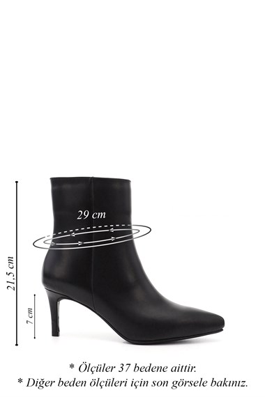 Womens Black Zip-Up Thin Heel Boots