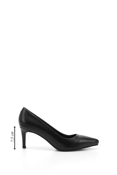 Kadın Siyah Platinum Sivri Burun İnce Topuklu Hakiki Deri Stiletto