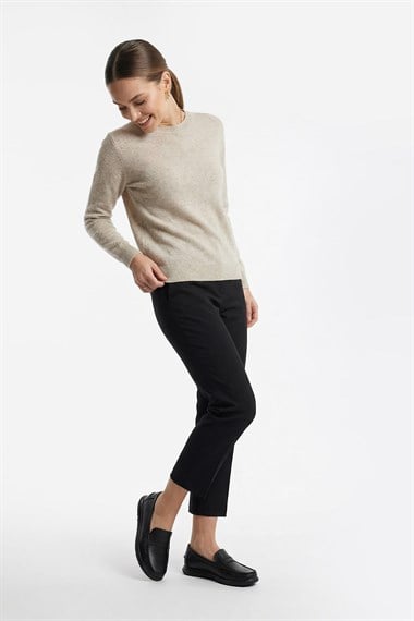 Kadın Siyah Rok Hakiki Deri Comfort Loafer