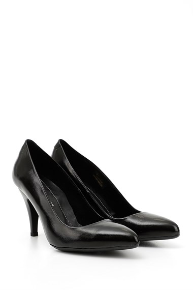Womens Black Patent Leather Pointed Toe Thin Heel Genuine Leather Stiletto