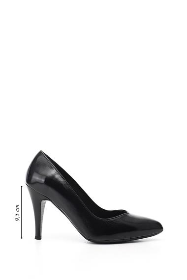 Kadın Siyah Rugan Sivri Burun İnce Topuklu Hakiki Deri Stiletto