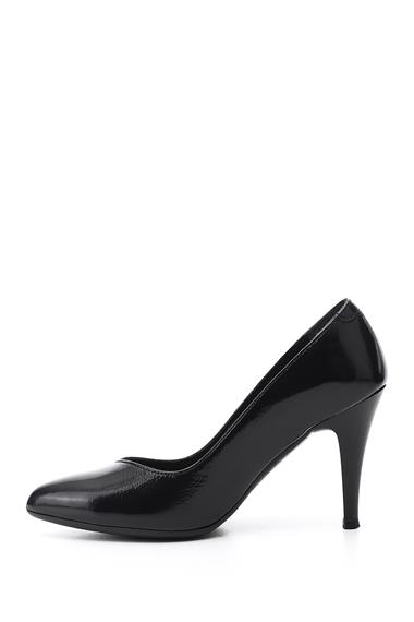 Kadın Siyah Rugan Sivri Burun İnce Topuklu Hakiki Deri Stiletto