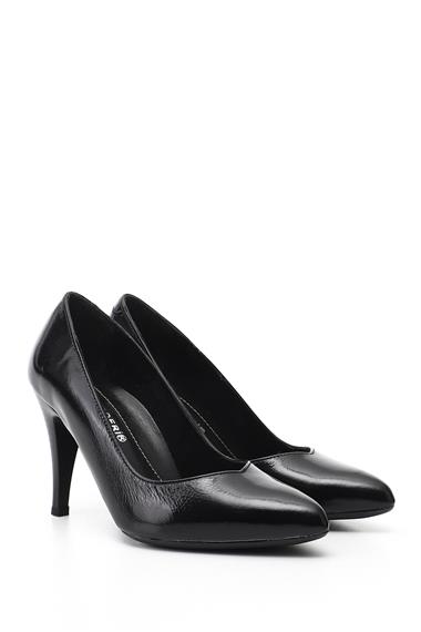 Kadın Siyah Rugan Sivri Burun İnce Topuklu Hakiki Deri Stiletto
