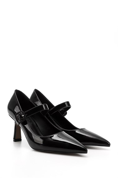 Womens Black Patent Leather Pointed Toe Thin Heel Shoes