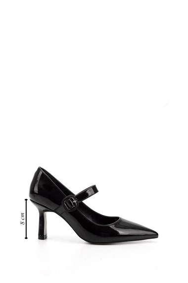 Womens Black Patent Leather Pointed Toe Thin Heel Shoes